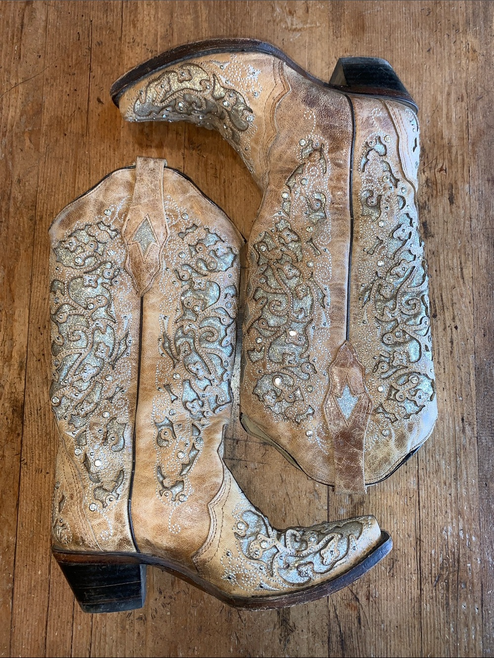 Corral Tan Leather Handcrafted Glitter Boot - Picture 3 of 16
